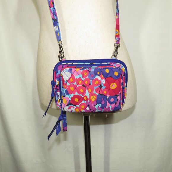 Vera Bradley Floral Multi Small Crossbody Wallet Purse Wristlet Bag - Picture 9 of 11